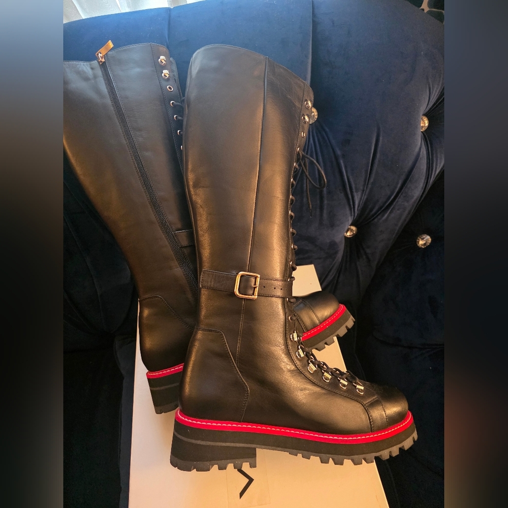 VINCI Istinye Leather Knee High Lace-Up Boots Limited Edition Size EU40/US9.5 - Picture 5 of 16